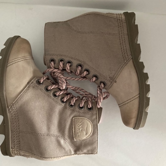 Sorel PDX Women's Boots Leather Canvas Hidden Wedge Lace-Up Round Toe 8 EUC - Picture 11 of 14